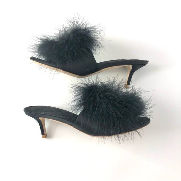 NEW Louis Vuitton Marabou Crystal LV Marilyn Kitten Heel Mule Slip On Sandals 36 - Picture 3 of 7